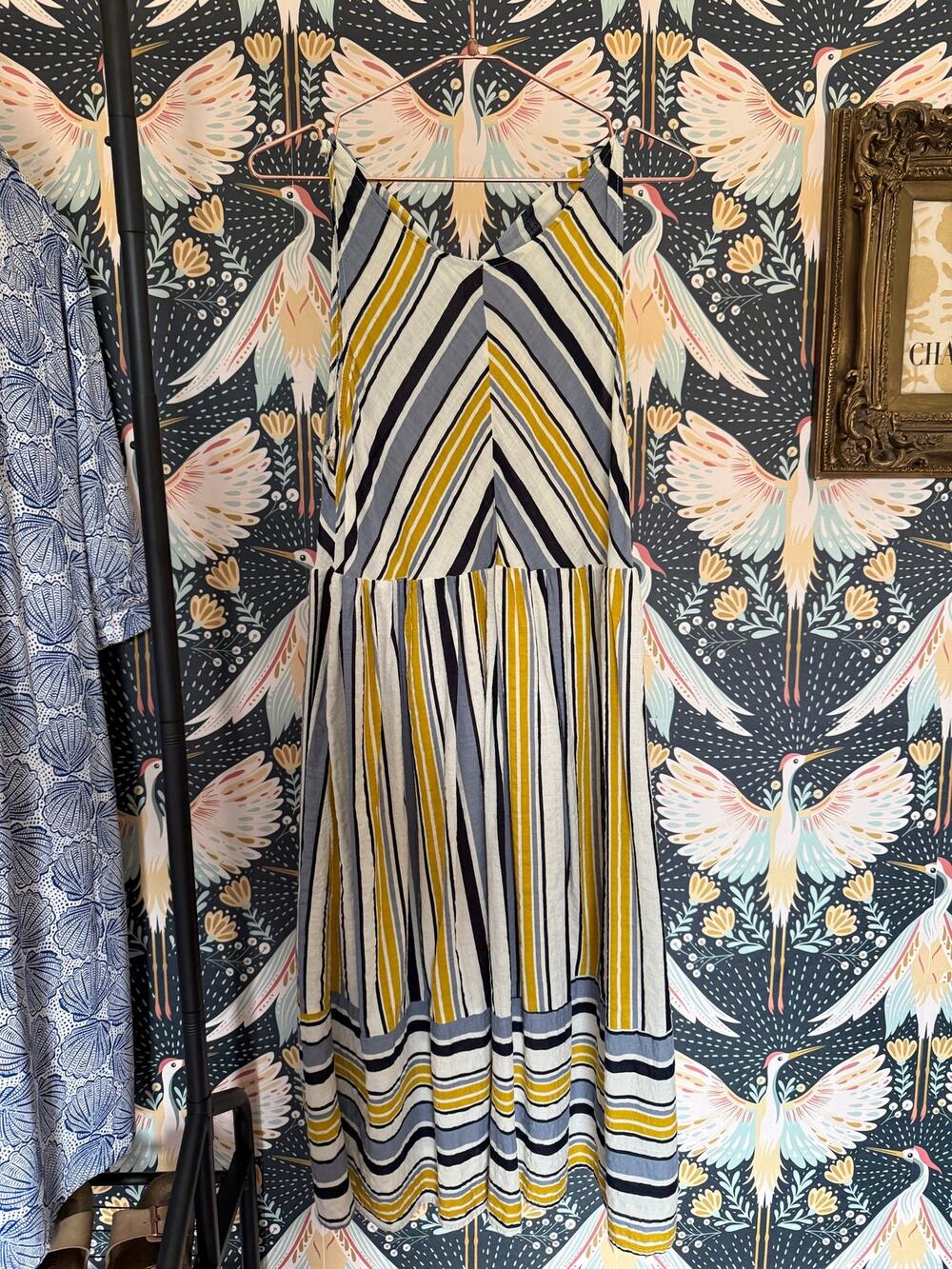 Entro sleeveless yellow and blue dress L